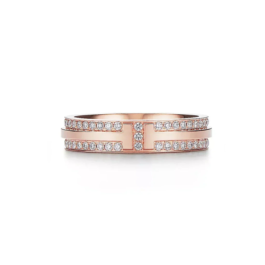 Tiffany Narrow Pave Diamond 18K Gold Ring product image 1, provided for visual reference and product detail review