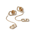 Valentino Crystal Valentino Signature 18K Gold Earrings product image 1, provided for visual reference and product detail
