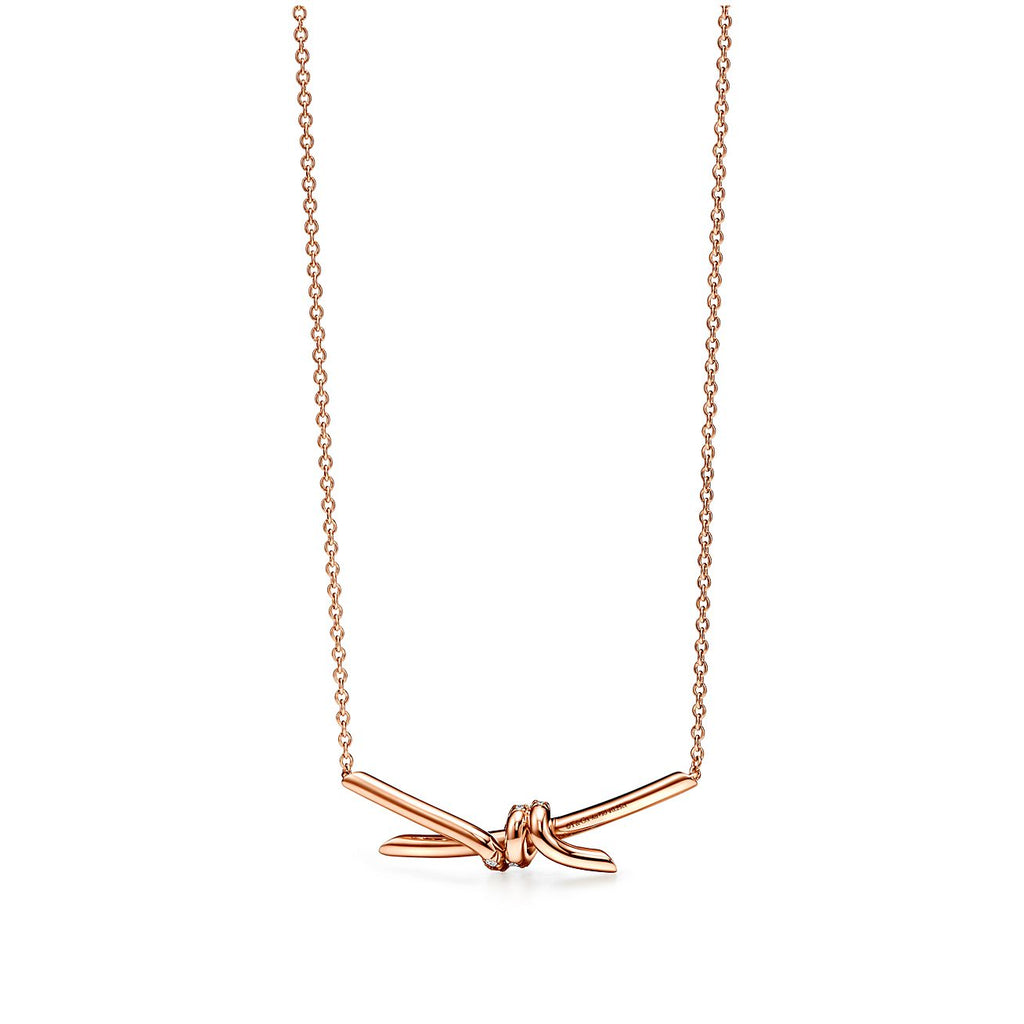 Tiffany Knot Pendant Diamond 18K Gold Necklace product image 2, provided for visual reference and product detail review