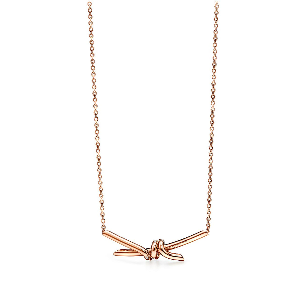 Tiffany Knot Pendant Diamond 18K Gold Necklace product image 2, provided for visual reference and product detail review