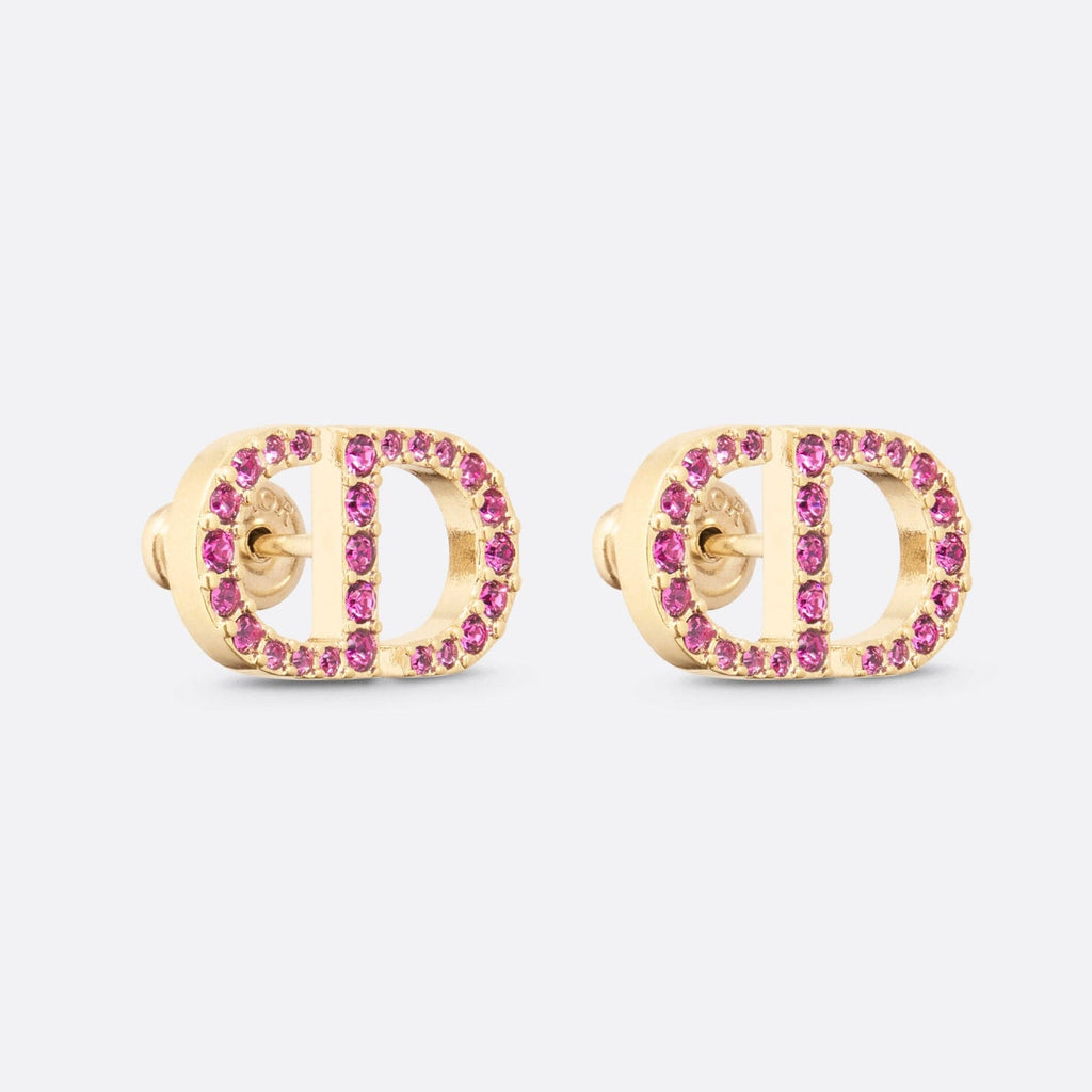 Dior Petit Stud Fuchsia Crystals 18K Gold Earrings product image 2, provided for visual reference and product detail review