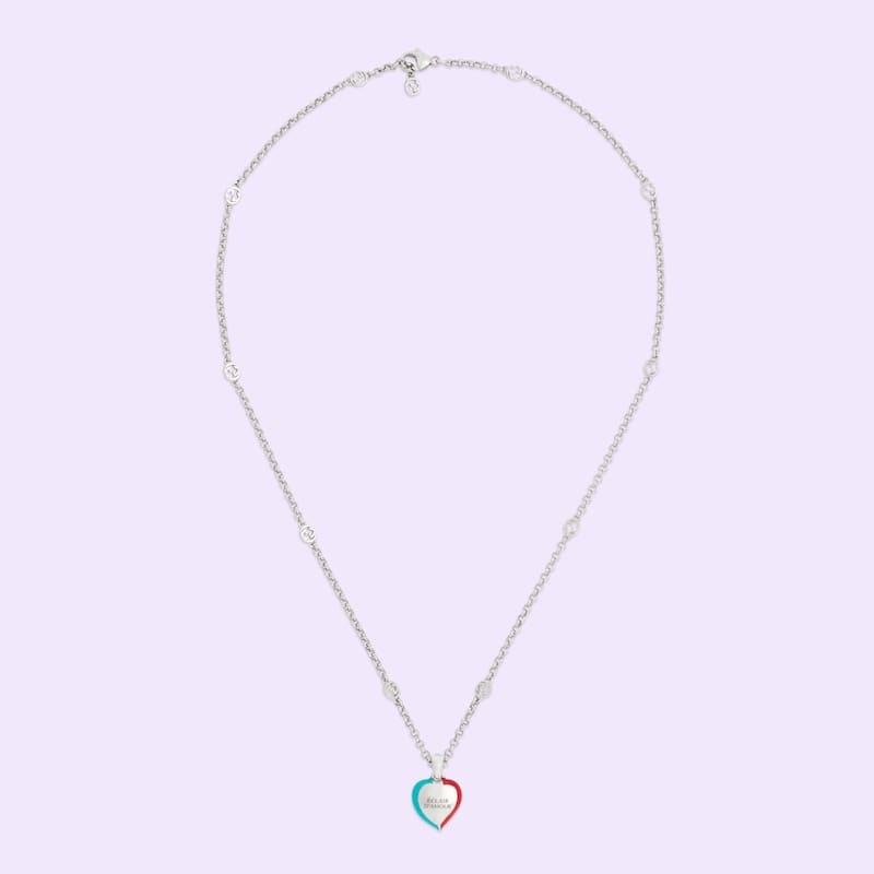 Double Gucci Interlocking Gucci Heart Lightning Charm Necklace product image 3, provided for visual reference and product