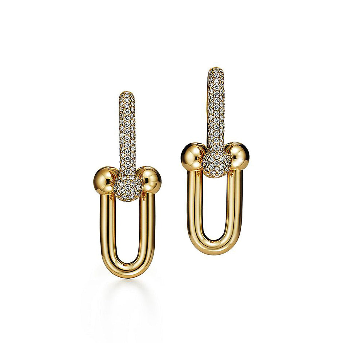 Tiffany HardWear Large Link Diamonds 18K Gold Earrings product image 1, provided for visual reference and product detail