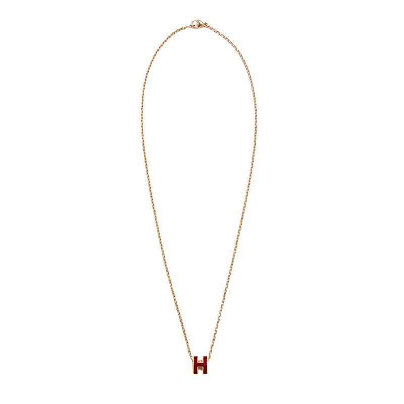 Hermes Mini Pop Red 18K Gold Necklace product image 2, provided for visual reference and product detail review