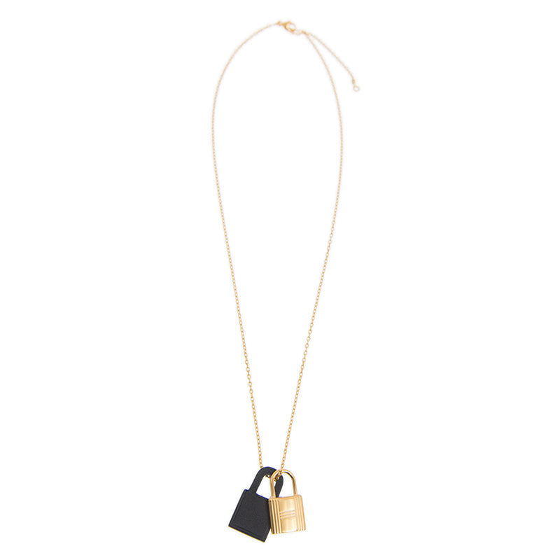 Hermes O'Kelly Black Pendant 18K Gold Necklace product image 4, provided for visual reference and product detail review