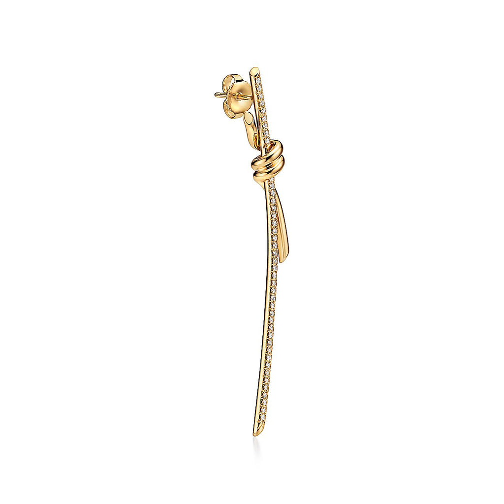 Tiffany Knot Drop Diamonds 18K Gold Earrings product image 6, provided for visual reference and product detail review