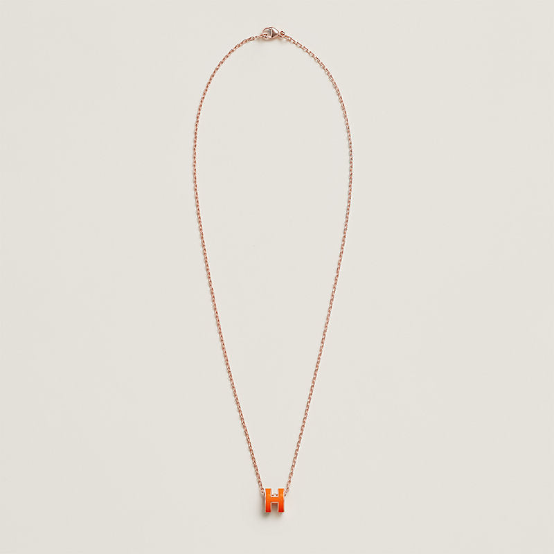 Hermes Mini Pop Orange 18K Gold Necklace product image 4, provided for visual reference and product detail review