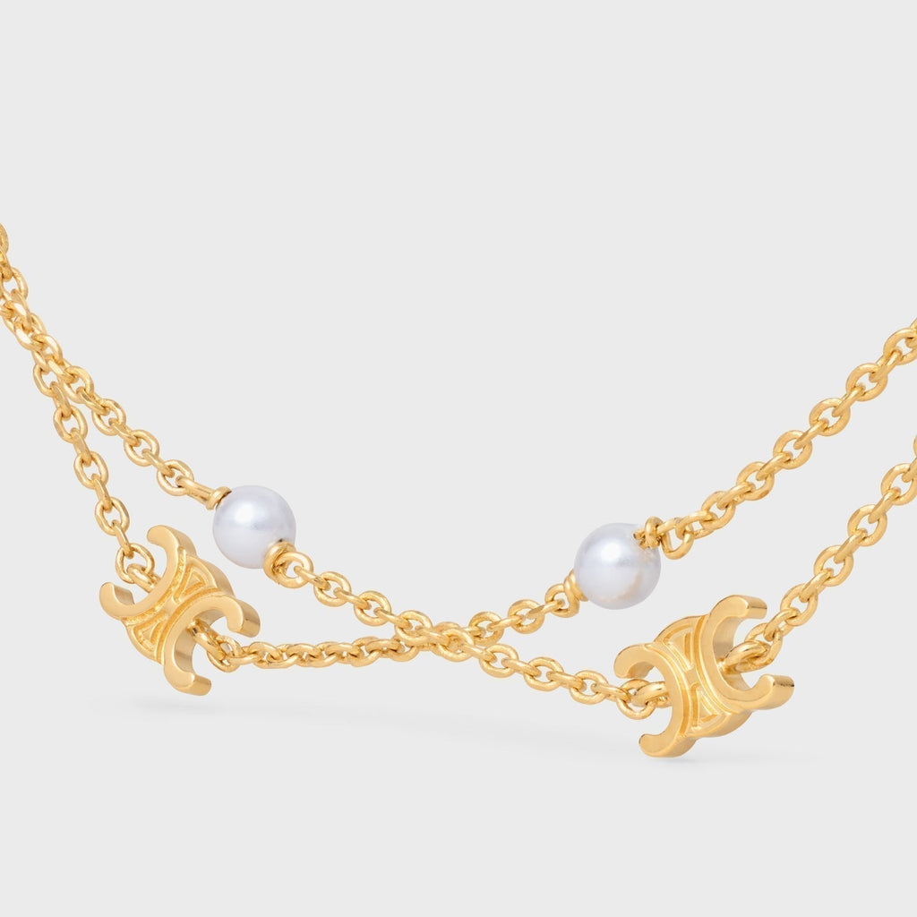 Celine Pearl Double 18K Gold Necklace product image 5, provided for visual reference and product detail review