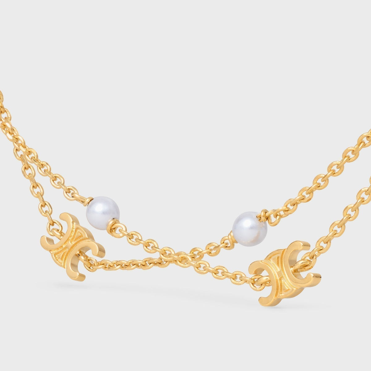 Celine Pearl Double 18K Gold Necklace product image 5, provided for visual reference and product detail review