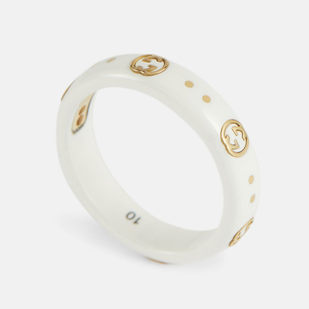 Gucci Double Icon White Zirconia 18K Gold Ring product image 3, provided for visual reference and product detail review