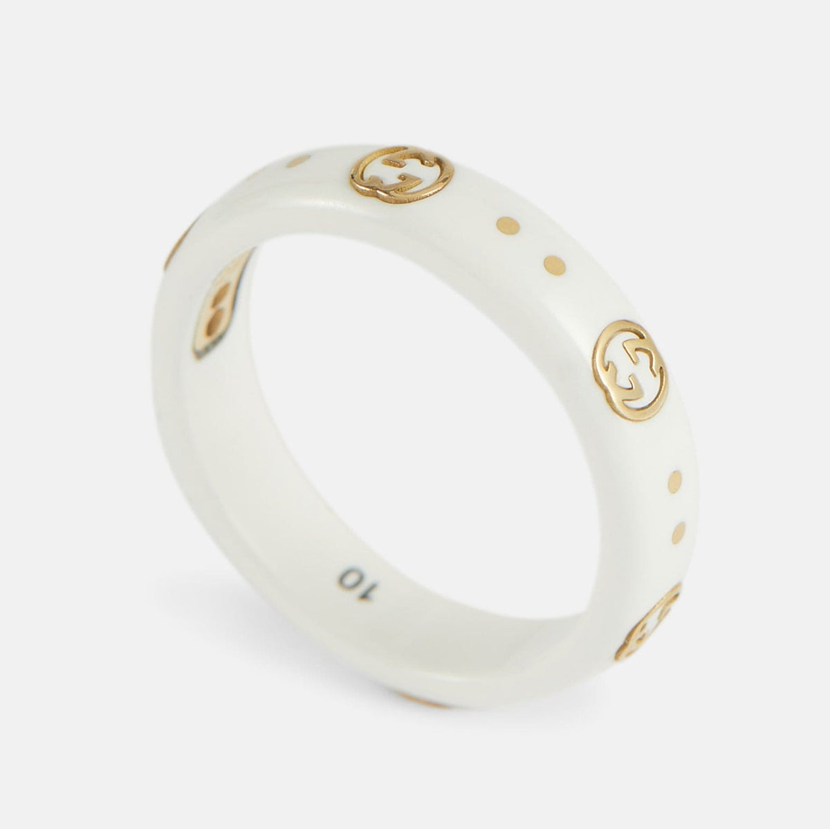 Gucci Double Icon White Zirconia 18K Gold Ring product image 3, provided for visual reference and product detail review