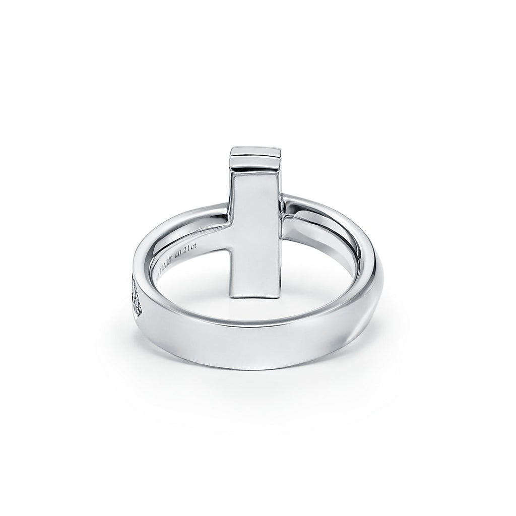 Tiffany Narrow Pave 18K Gold Ring product image 3, provided for visual reference and product detail review