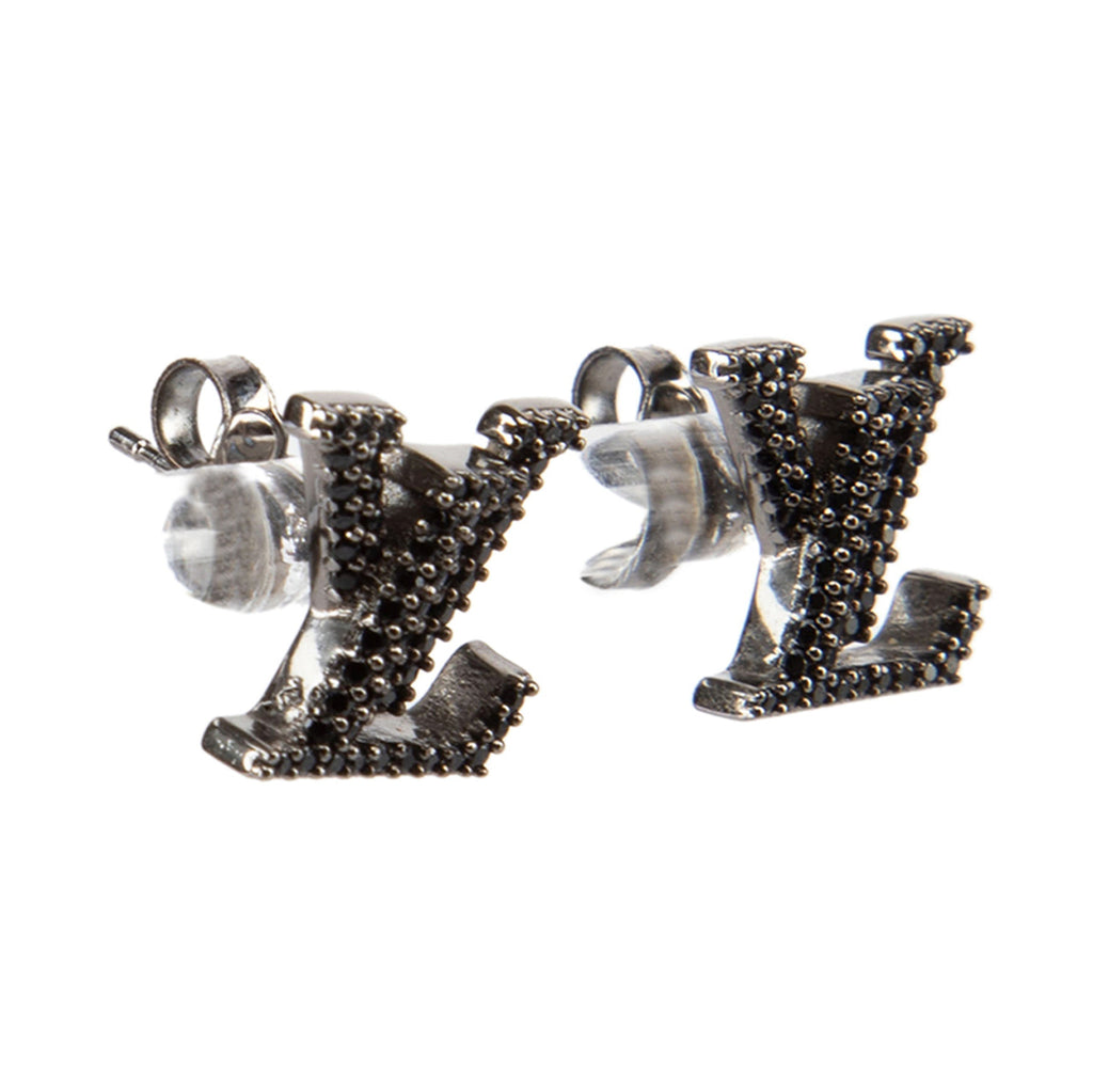 Louis Vuitton Iconic Black Crystal Stud 18K Gold Earrings product image 3, provided for visual reference and product detail