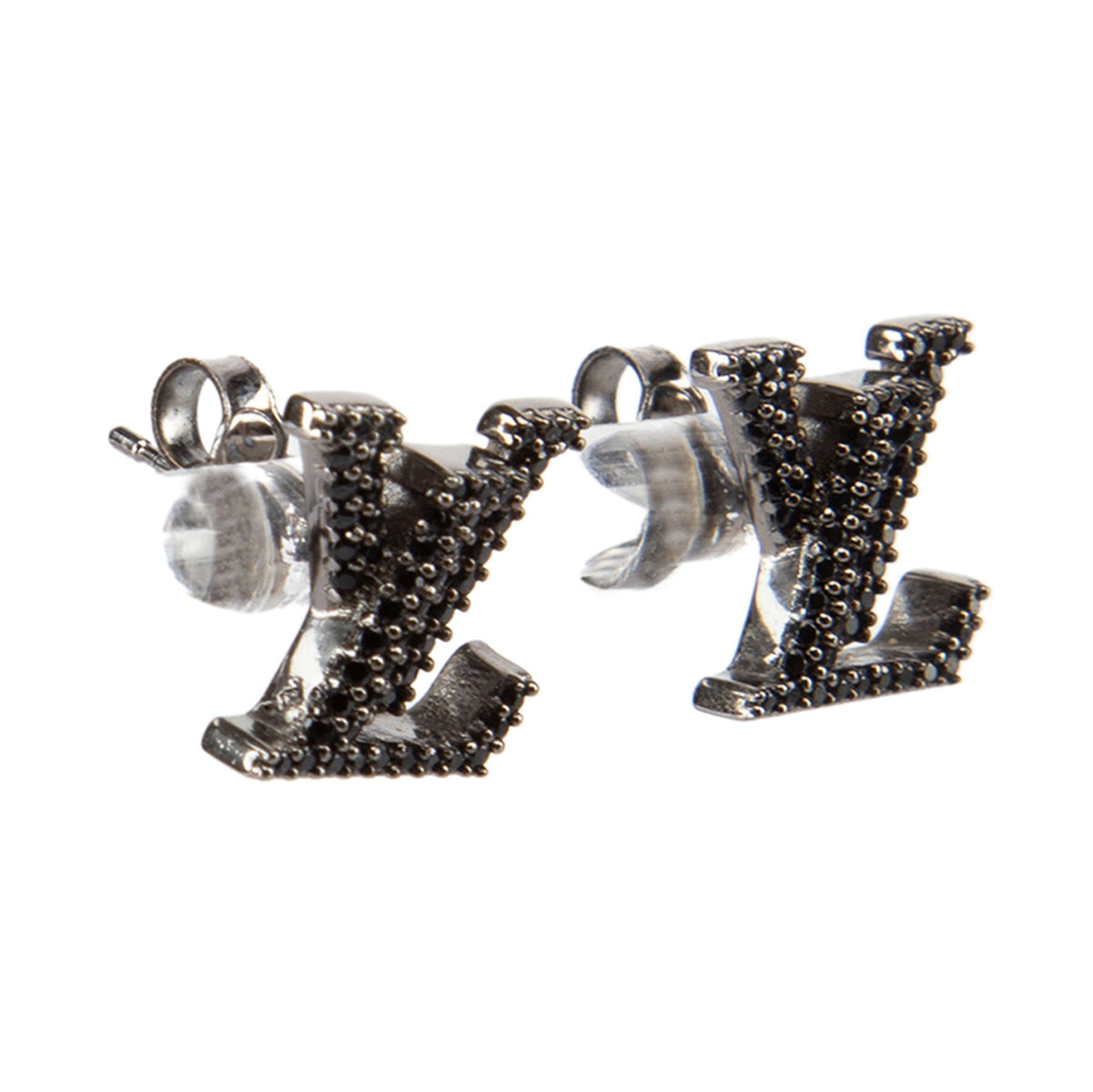Louis Vuitton Iconic Black Crystal Stud 18K Gold Earrings product image 3, provided for visual reference and product detail