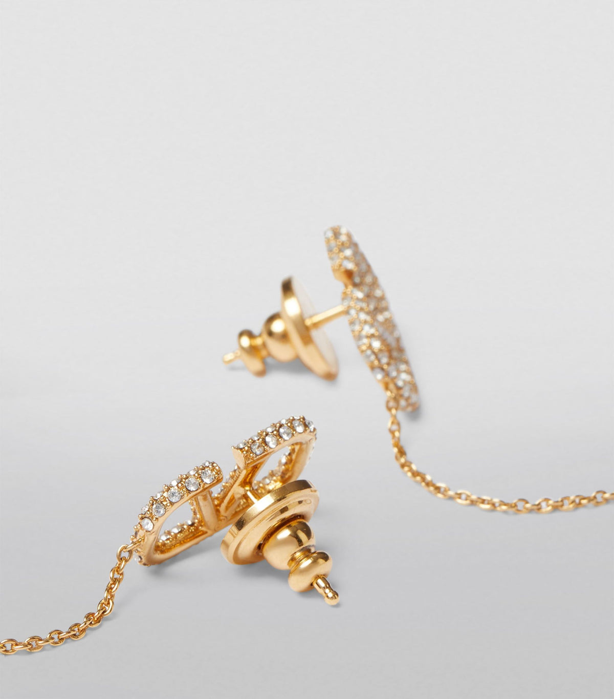 Valentino Crystal Valentino Signature 18K Gold Earrings product image 4, provided for visual reference and product detail