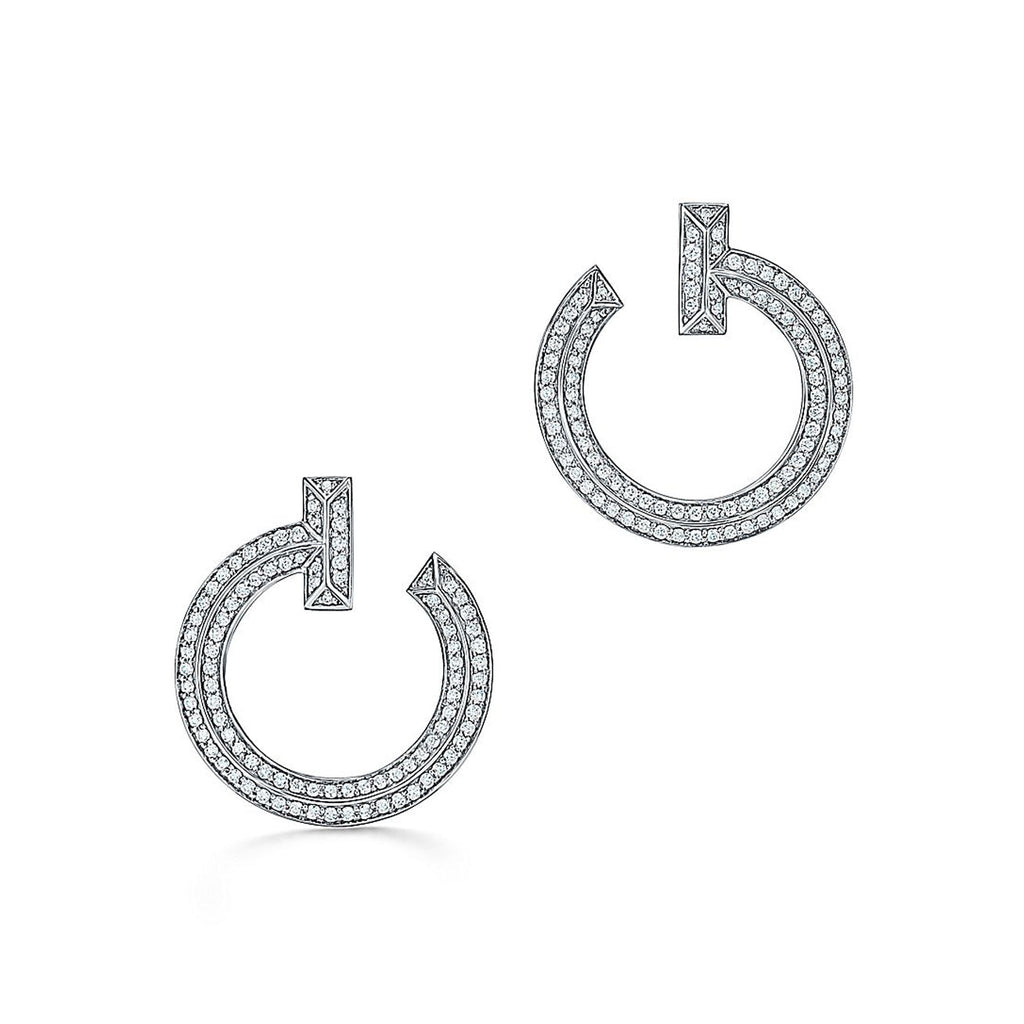 Tiffany T1 Open Hoop 18K White Gold Earrings product image 1, provided for visual reference and product detail review