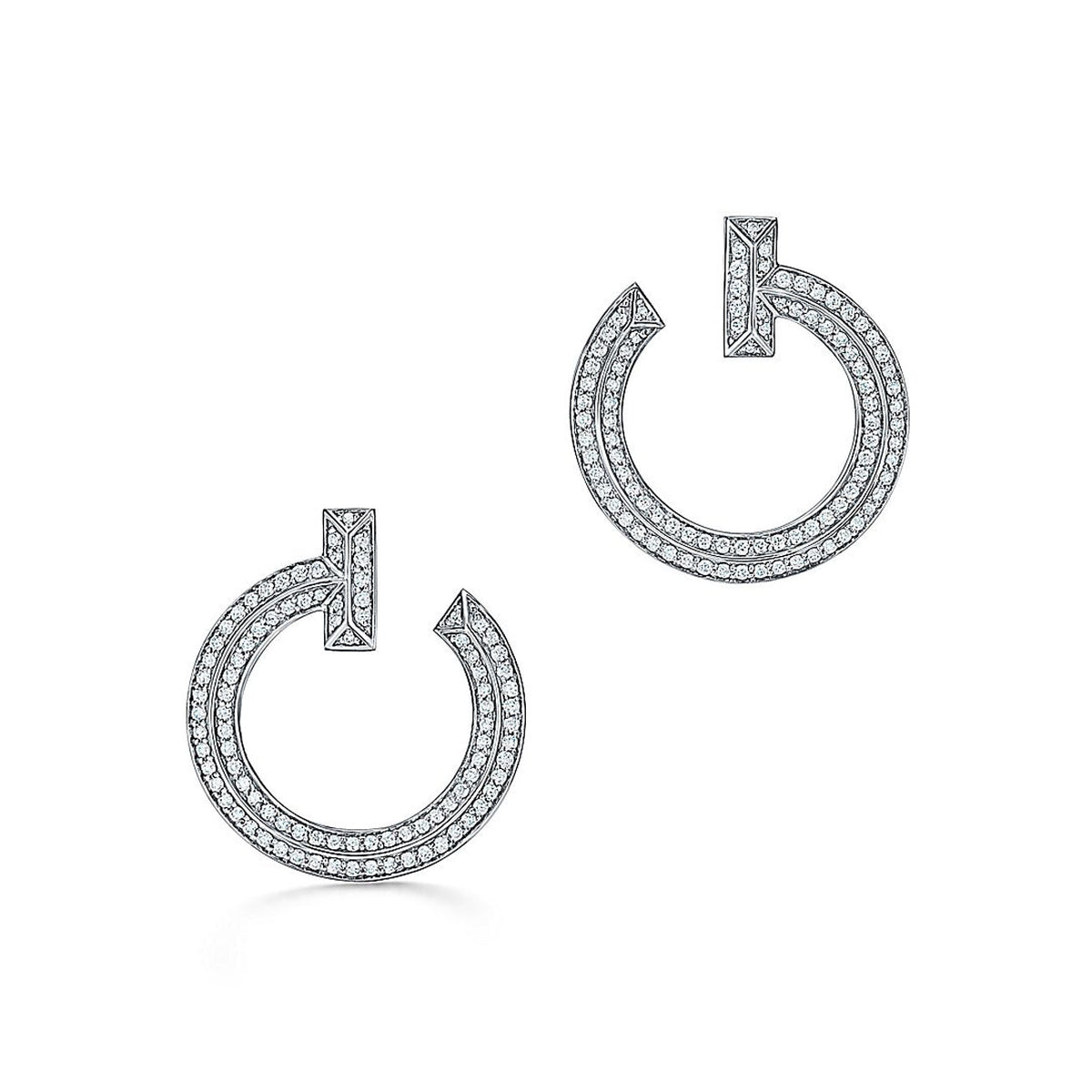 Tiffany T1 Open Hoop 18K White Gold Earrings product image 1, provided for visual reference and product detail review