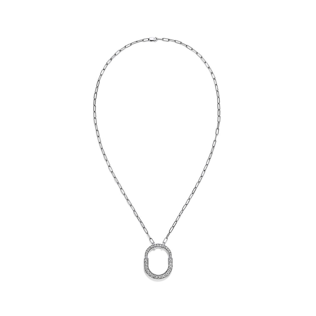 Tiffany Lock Pendant Pave Diamonds 18K Gold Necklace product image 2, provided for visual reference and product detail review