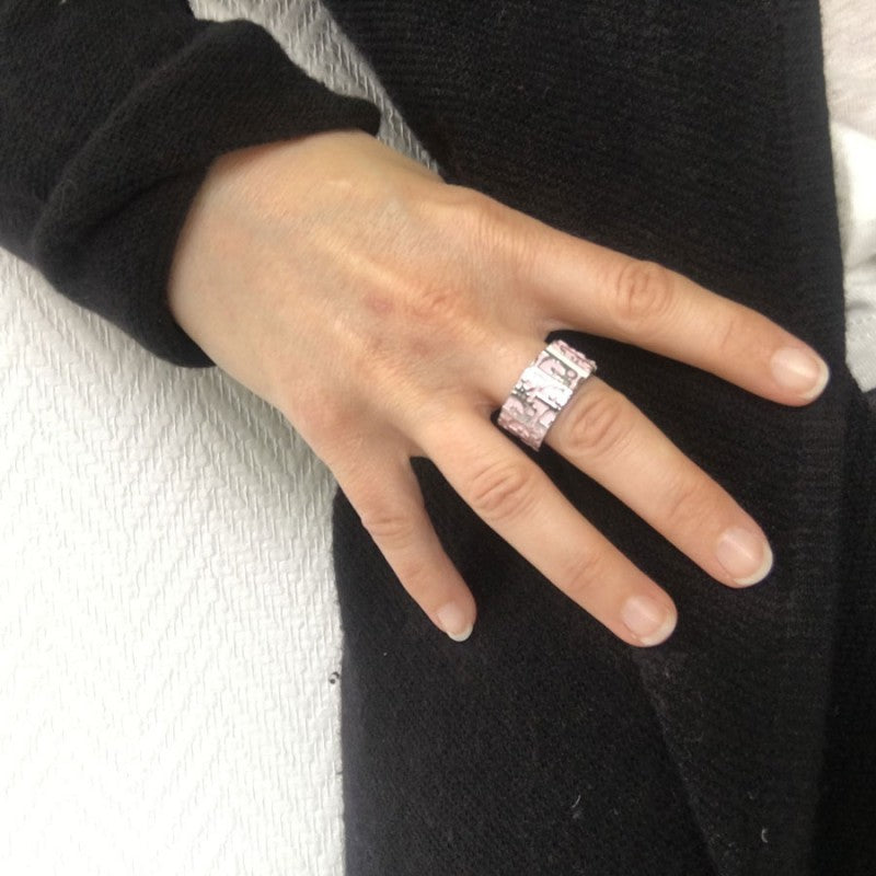 Dior Monogram Enamel 18K Gold Ring product image 3, provided for visual reference and product detail review