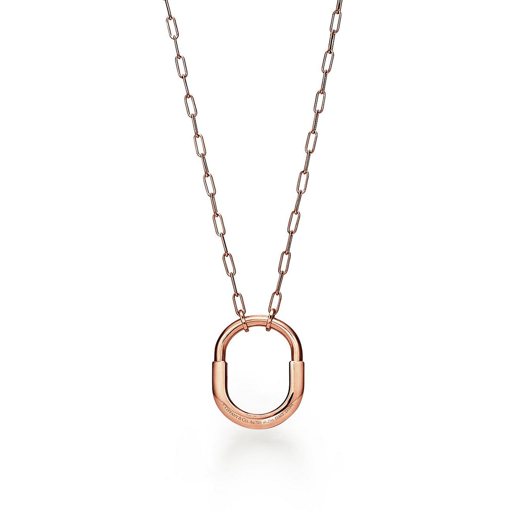Tiffany Lock Pendant Pave Diamonds 18K Gold Necklace product image 6, provided for visual reference and product detail review