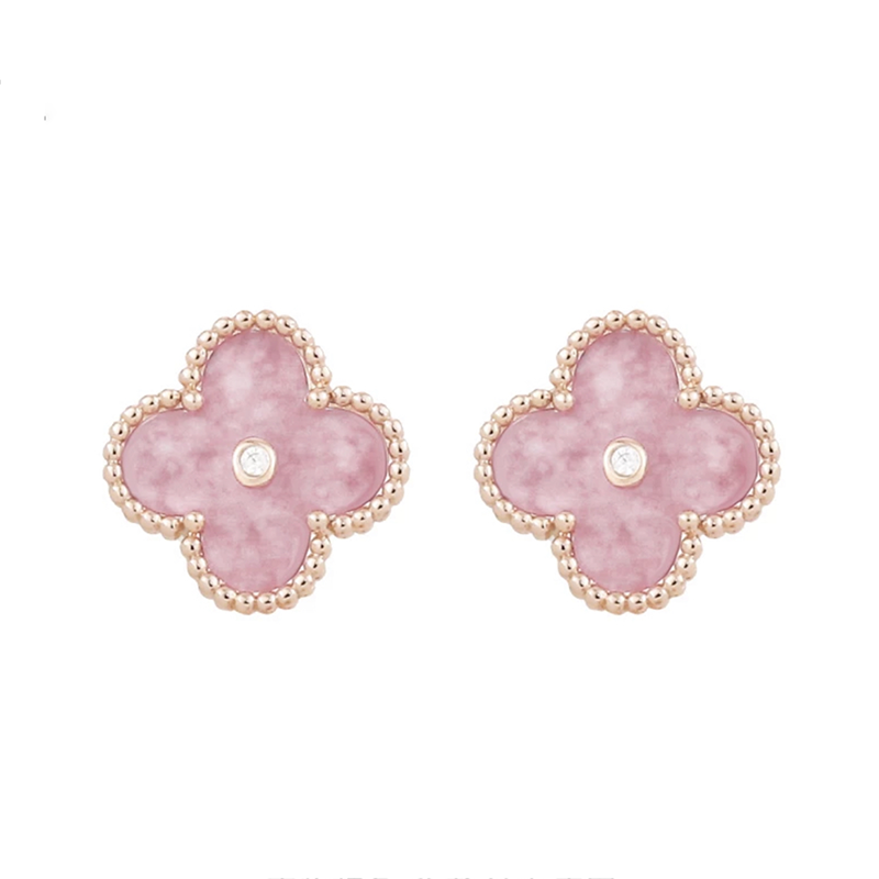Pink Diamond Clover Earrings product image 1, provided for visual reference and product detail review
