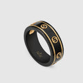 Gucci Double Interlocking Gucci Icon Black Corundum 18K Gold Ring product image 1, provided for visual reference and product