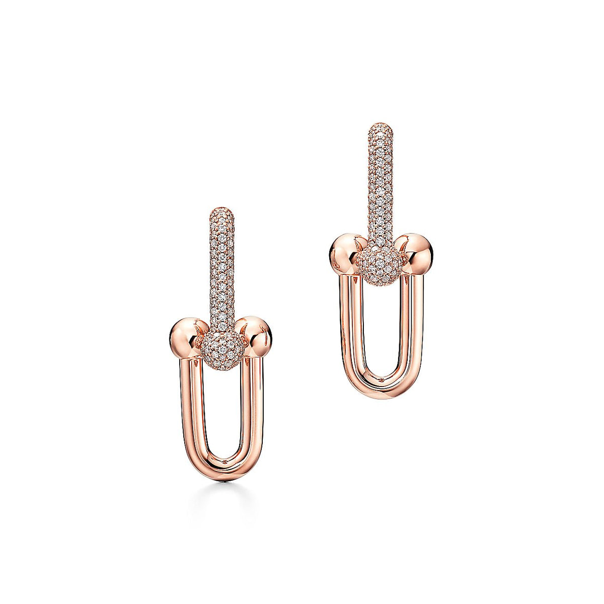 Tiffany HardWear Large Link Diamonds 18K Gold Earrings product image 1, provided for visual reference and product detail