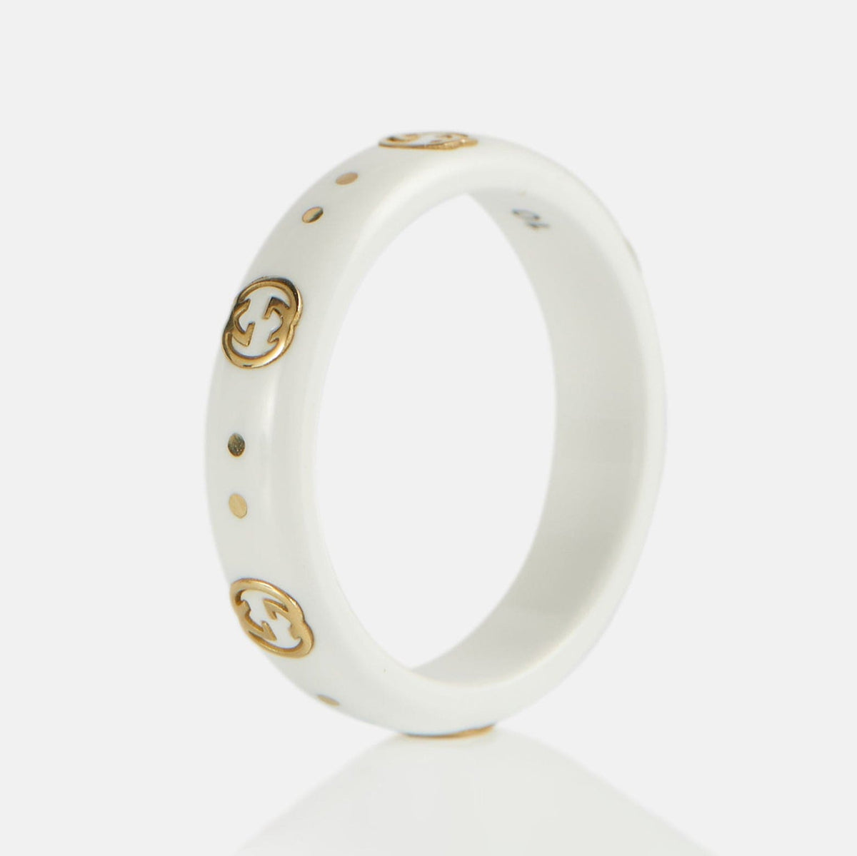 Gucci Double Icon White Zirconia 18K Gold Ring product image 5, provided for visual reference and product detail review