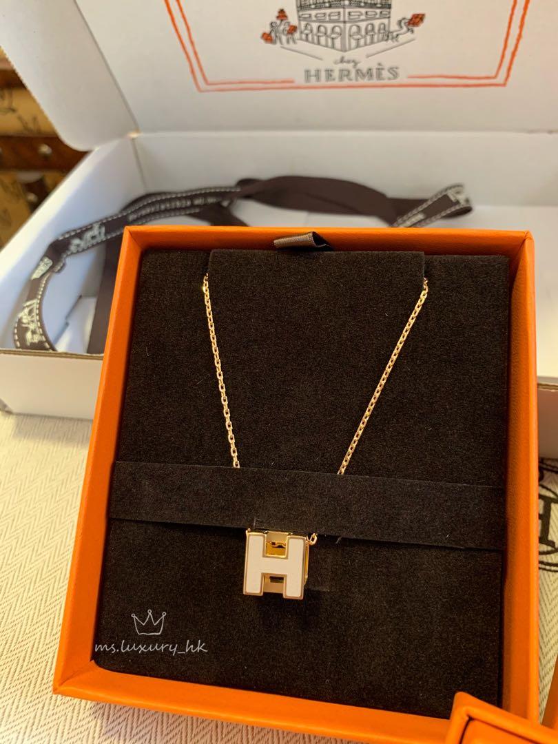 Hermes Cage D'H Grey 18K Gold Necklace product image 5, provided for visual reference and product detail review
