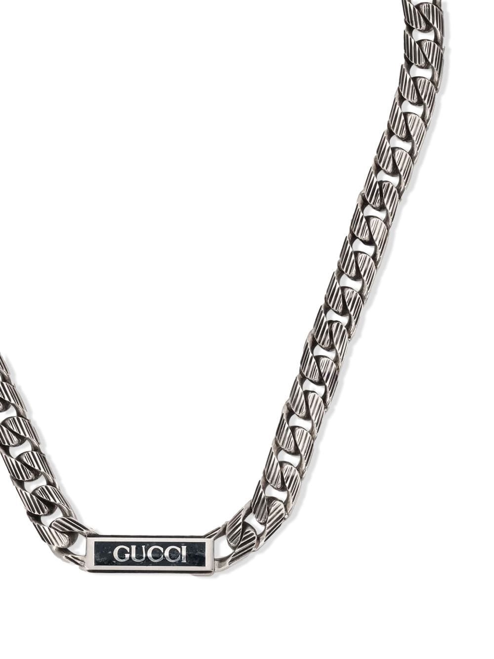 Double Gucci Logo Enamel Chain Necklace product image 5, provided for visual reference and product detail review