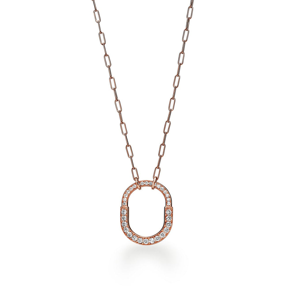Tiffany Lock Pendant Pave Diamonds 18K Gold Necklace product image 1, provided for visual reference and product detail review
