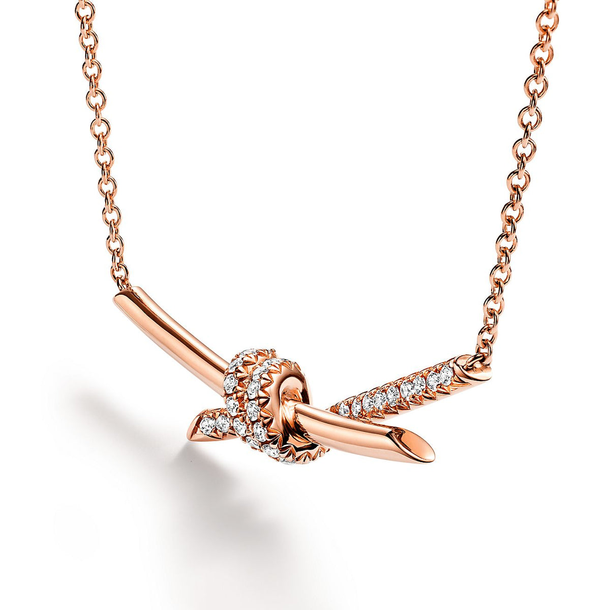 Tiffany Knot Pendant Diamond 18K Gold Necklace product image 3, provided for visual reference and product detail review