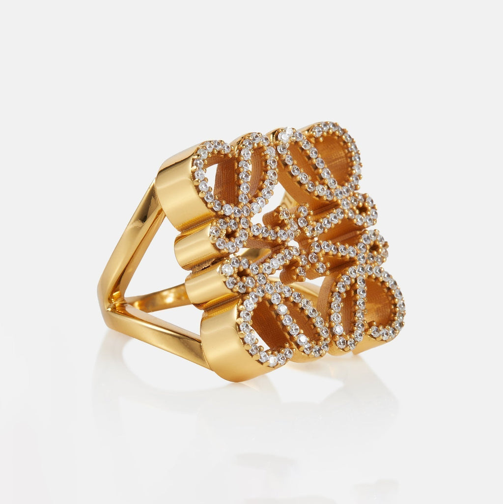 LOEWE Anagram Crystals 18K Gold Ring product image 1, provided for visual reference and product detail review