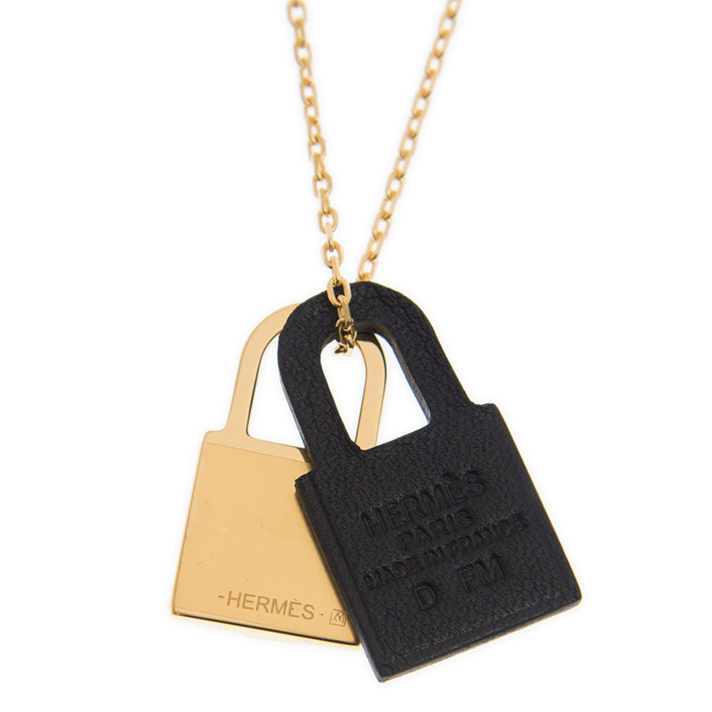 Hermes O'Kelly Black Pendant 18K Gold Necklace product image 3, provided for visual reference and product detail review
