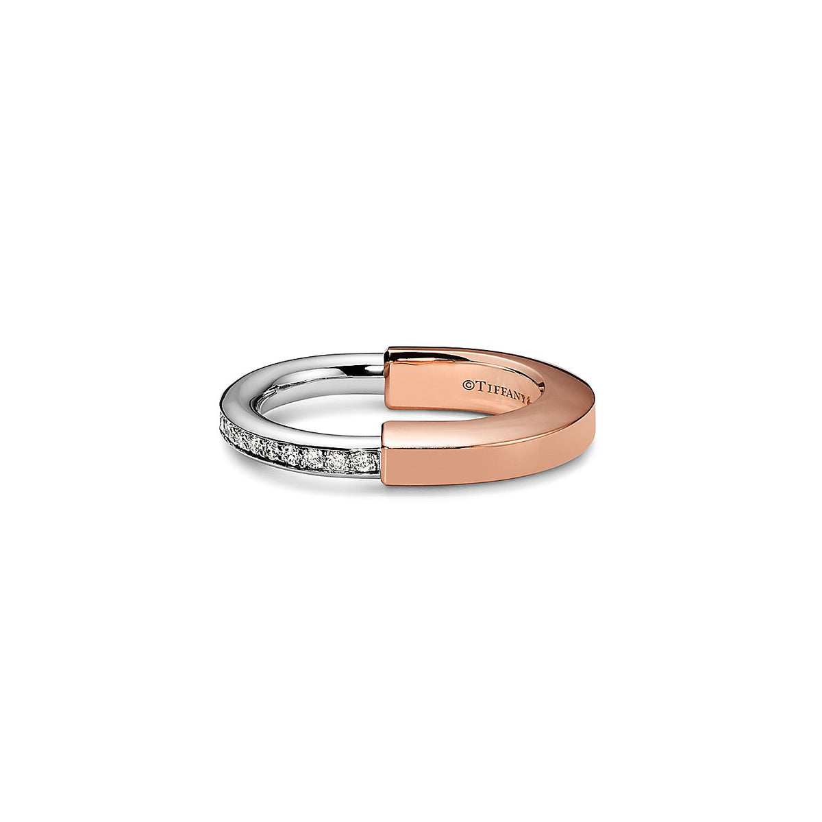 Tiffany Lock Diamond 18K Rose Gold Ring product image 5, provided for visual reference and product detail review