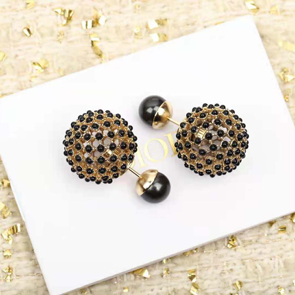 Dior Tribales Black Stone-Effect Resin Pearls 18K Gold Earrings product image 5, provided for visual reference and product