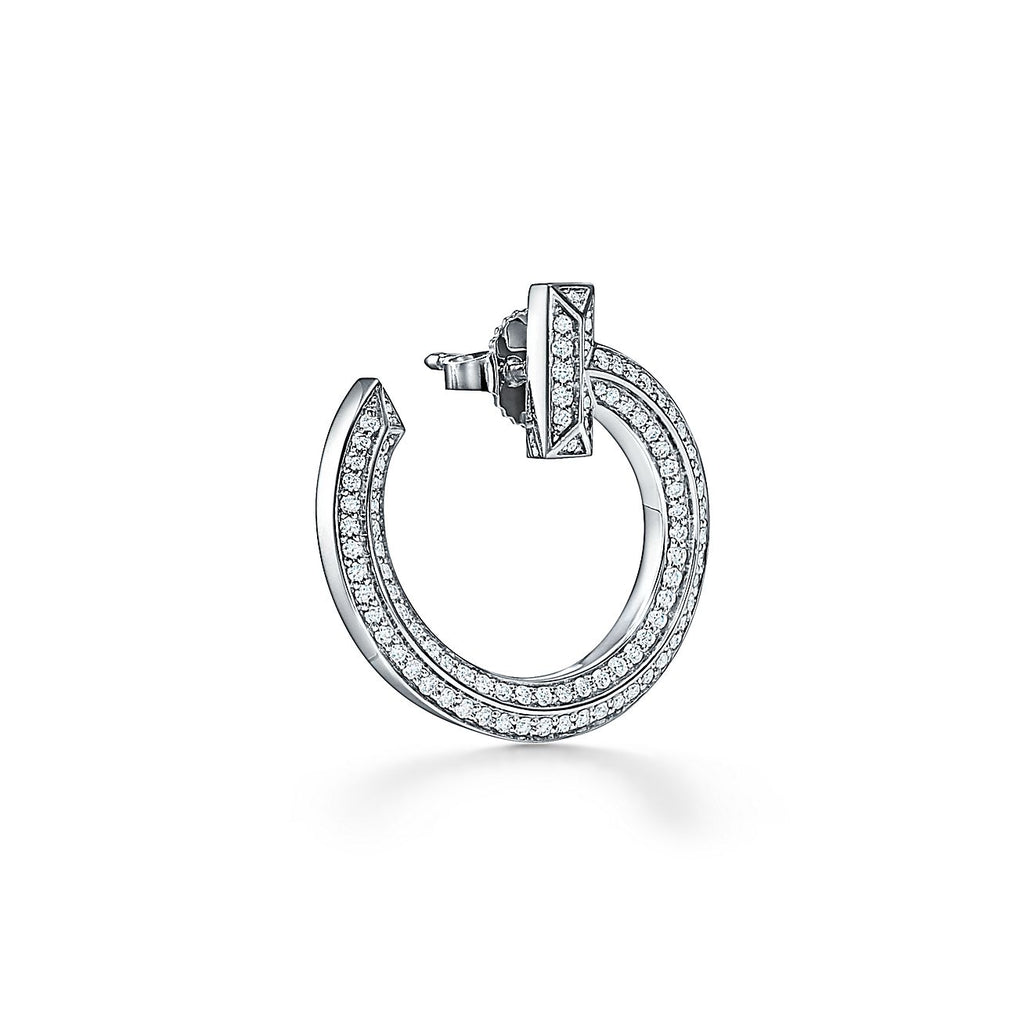 Tiffany T1 Open Hoop 18K White Gold Earrings product image 3, provided for visual reference and product detail review
