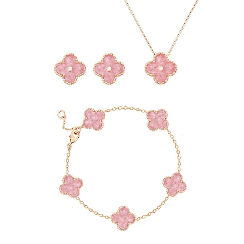 Pink Diamond Clover Necklace product image 5, provided for visual reference and product detail review