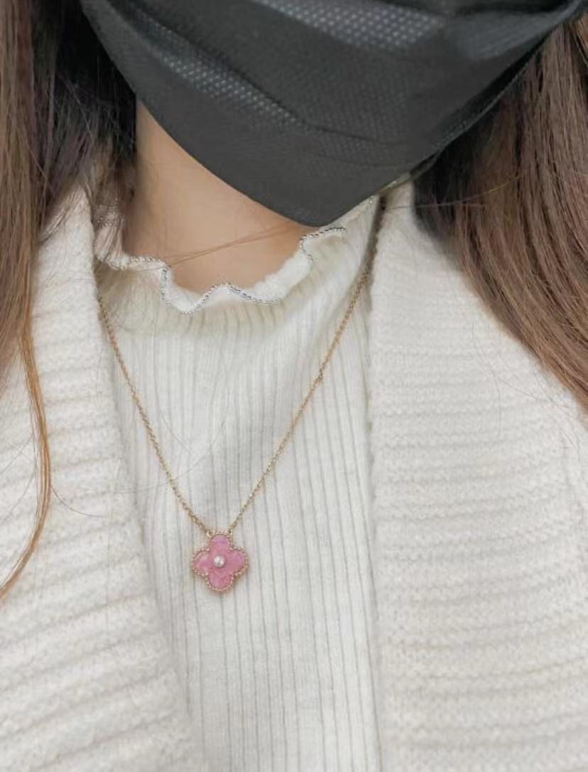 Pink Diamond Clover Necklace product image 6, provided for visual reference and product detail review