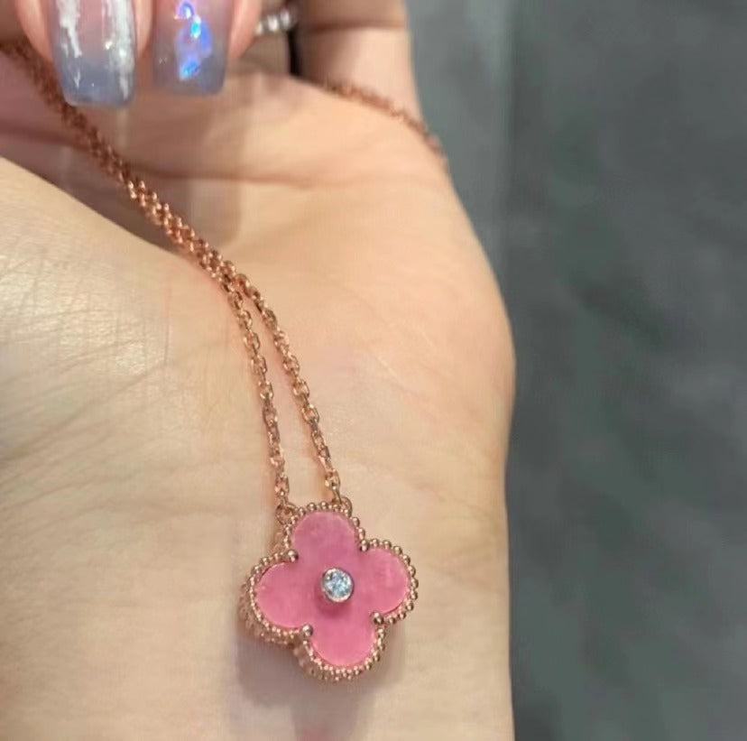 Pink Diamond Clover Necklace product image 7, provided for visual reference and product detail review