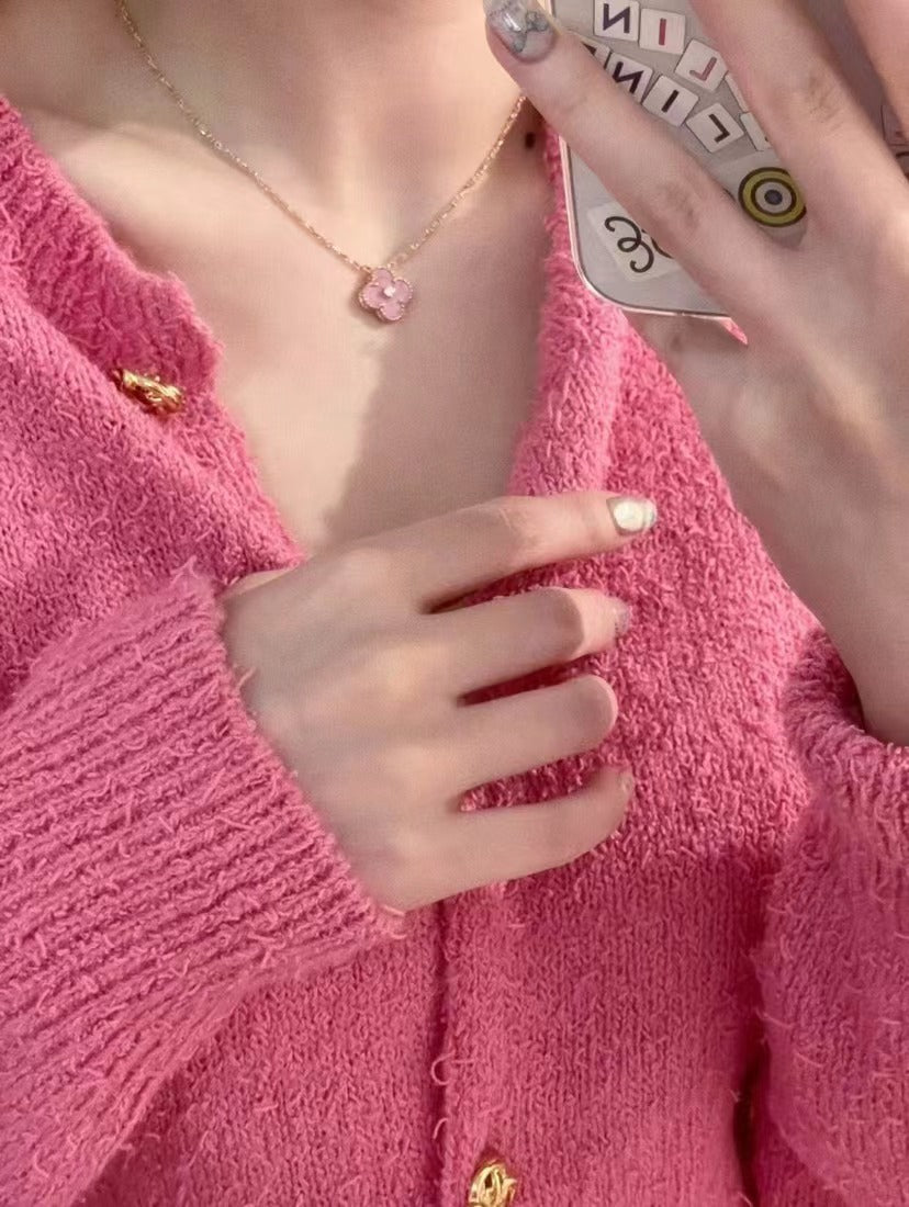 Pink Diamond Clover Necklace product image 8, provided for visual reference and product detail review