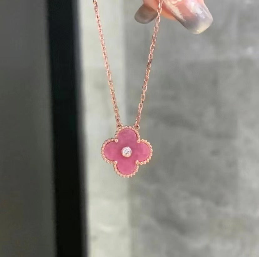 Pink Diamond Clover Necklace product image 9, provided for visual reference and product detail review