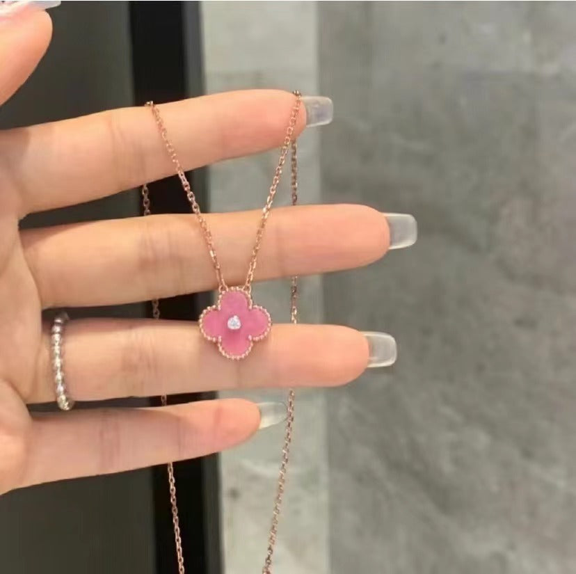 Pink Diamond Clover Necklace product image 10, provided for visual reference and product detail review