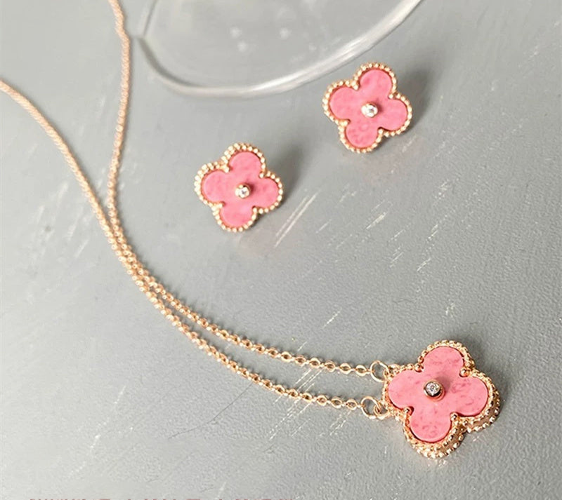 Pink Diamond Clover Necklace product image 4, provided for visual reference and product detail review