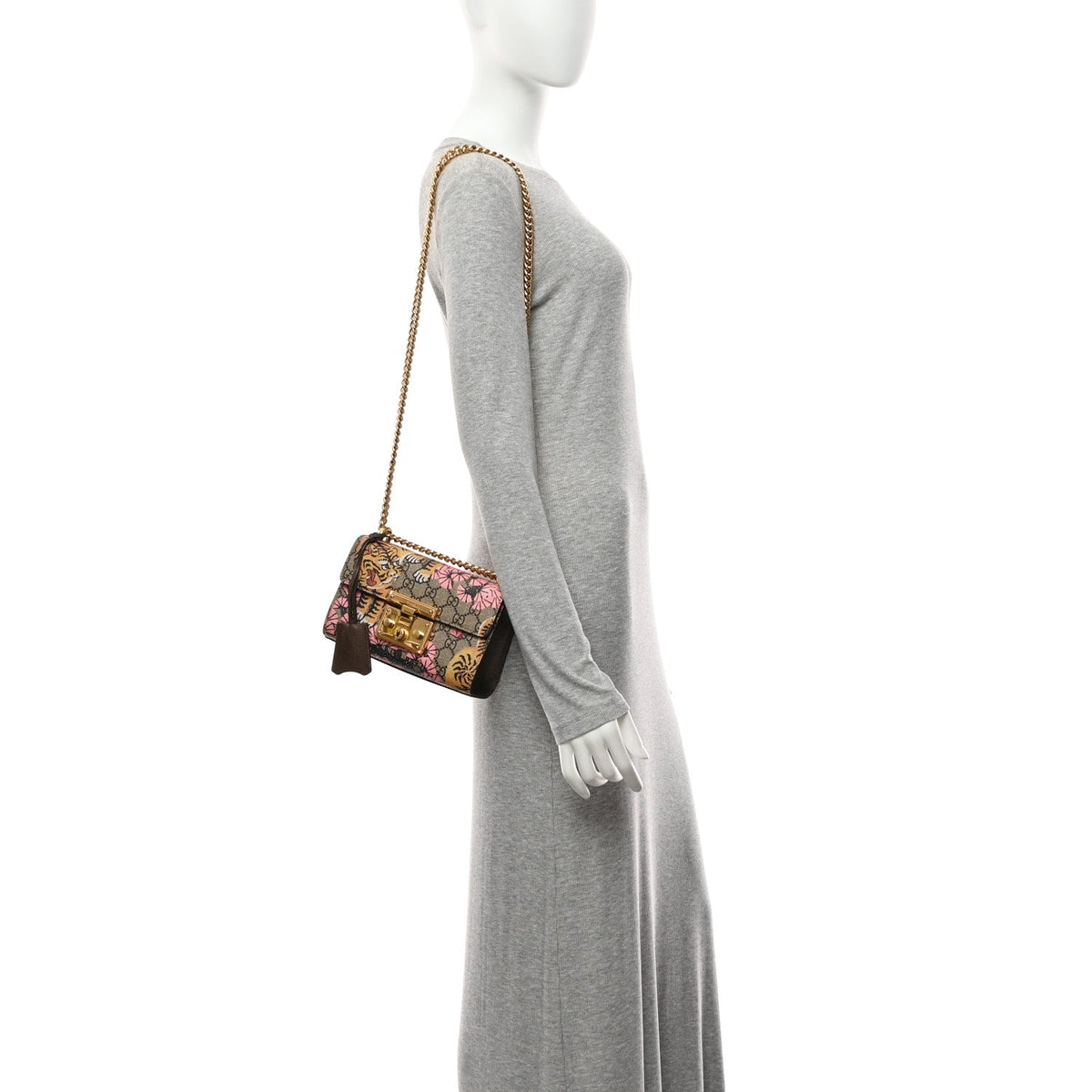 GG Supreme Monogram Bengal Small Padlock Shoulder Bag Beige Pink product image 2, provided for visual reference and product
