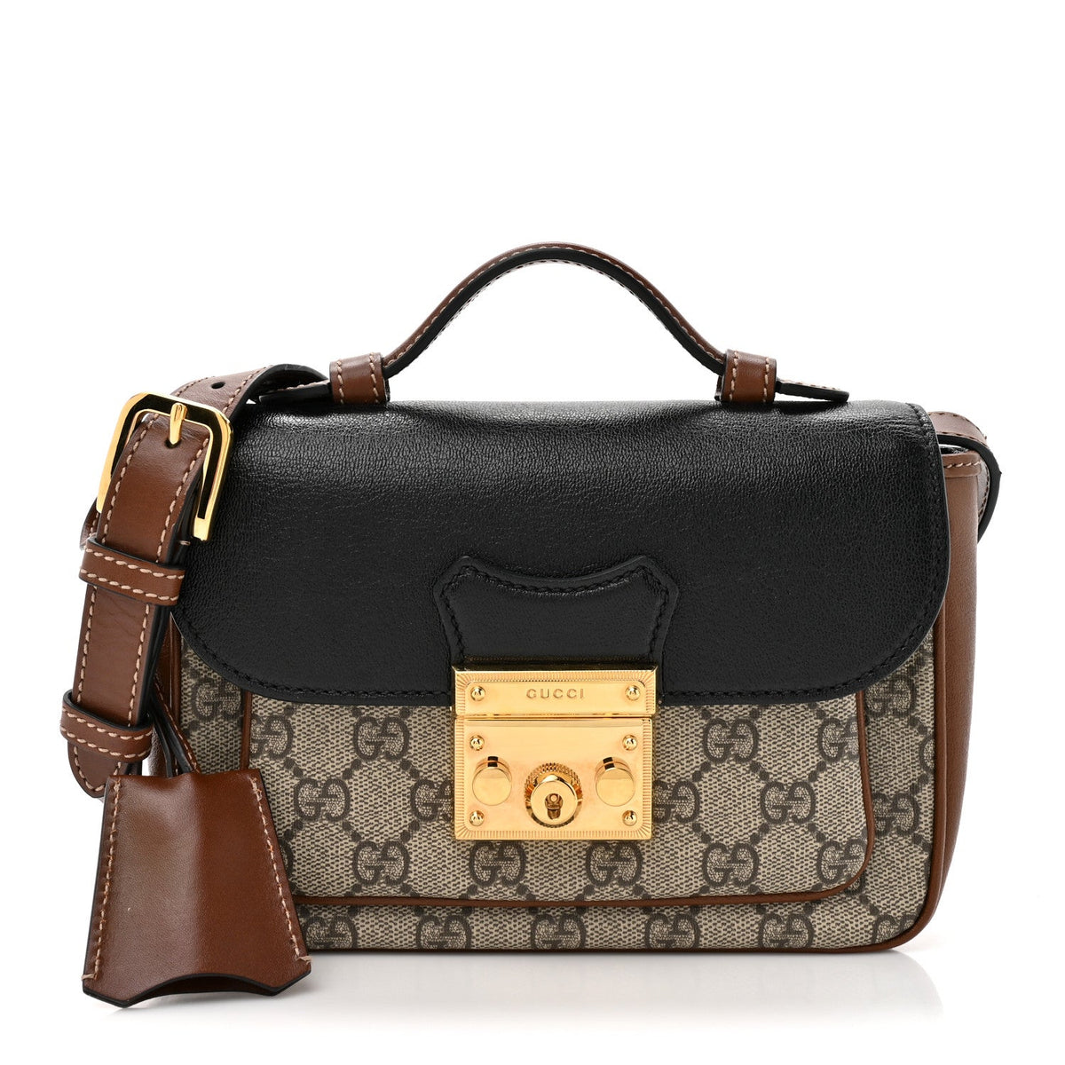 GG Supreme Monogram New Sakai Lux Calfskin Mini Padlock Flap Pocket Shoulder Bag Beige Ebony Black Cuir product image 1,