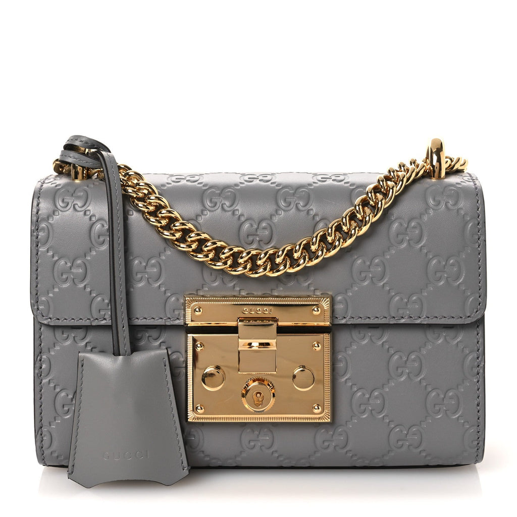 Guccissima Small Padlock Shoulder Bag Grey product image 1, provided for visual reference and product detail review