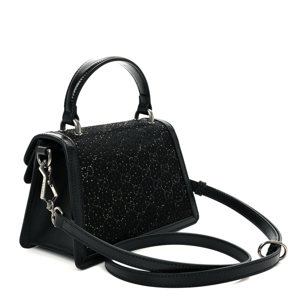 Satin Crystal GG Monogram Mini Dionysus Top Handle Bag Black product image 3, provided for visual reference and product