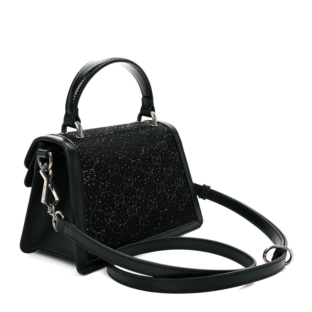 Satin Crystal GG Monogram Mini Dionysus Top Handle Bag Black product image 3, provided for visual reference and product