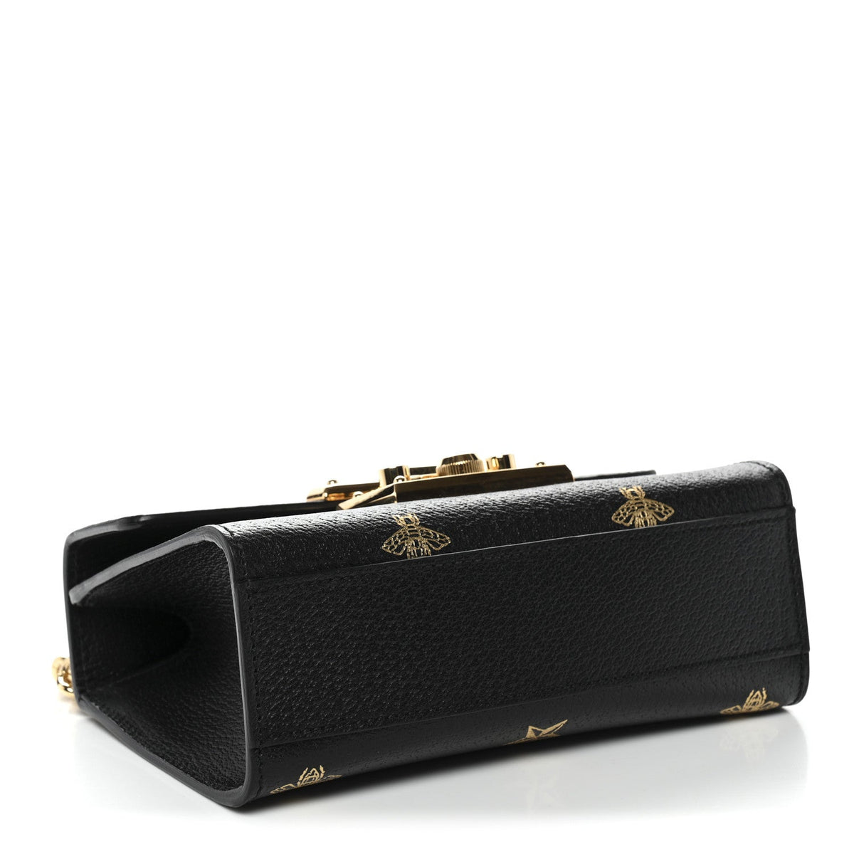 Grained Calfskin Bee Star Small Padlock Shoulder Bag Black product image 4, provided for visual reference and product detail